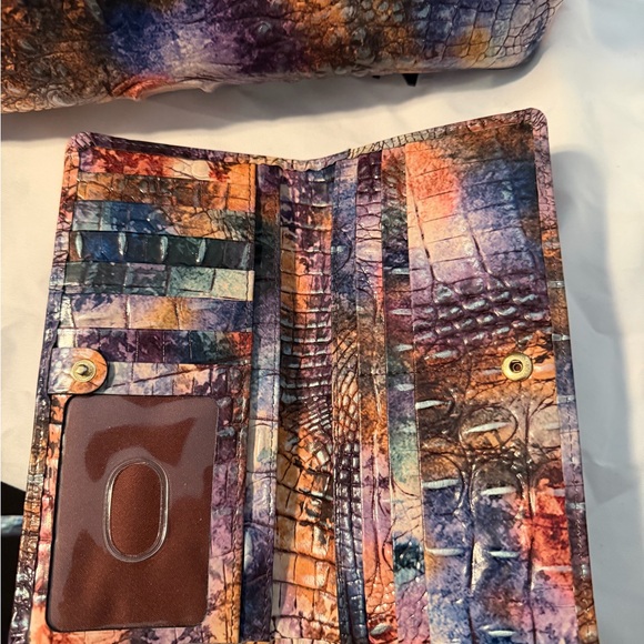 Set Brahmin Large Duxbury Dome Satchel Woodland Melbourne Leather and wallet - Picture 7 of 7